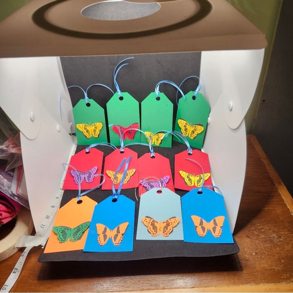 Hand Crafted Colorful Butterfly Gift Tags Thank You Cards Set Of 12 - Picture 8 of 13